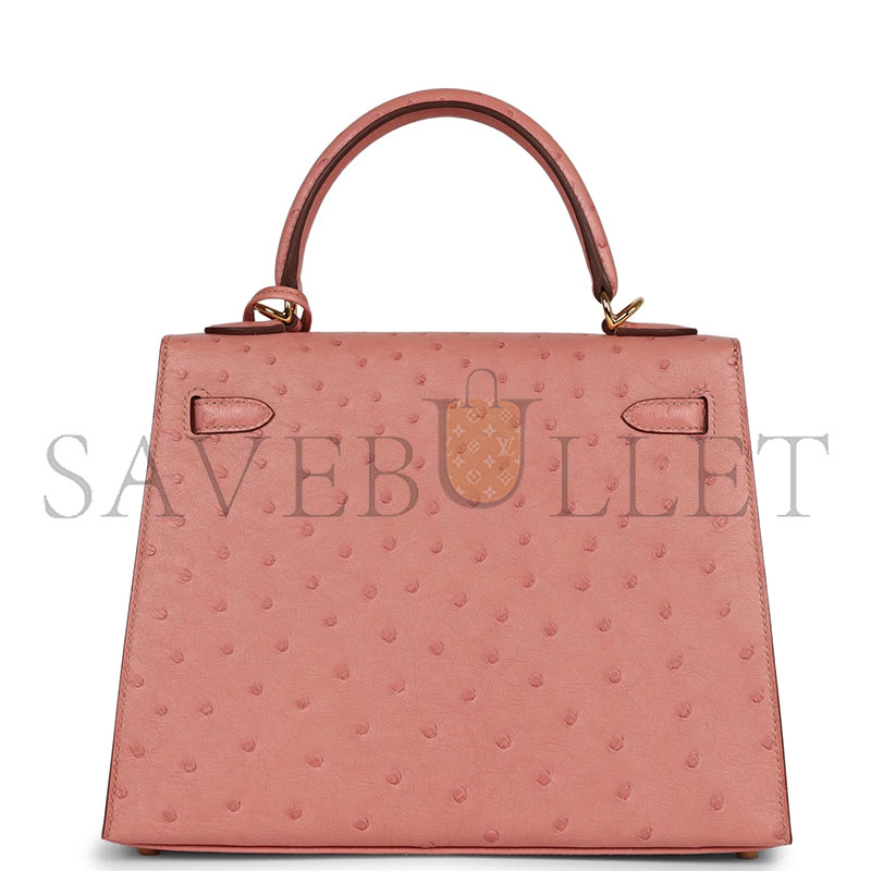 HERMÈS MASTER KELLY 28 CERAMIC POWDER OSTRICH GOLD HARDWARE (28*22*10cm)